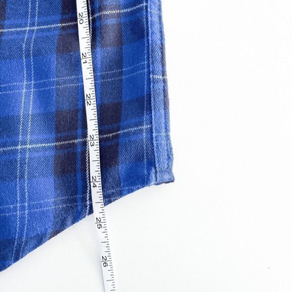 Levi's Mens Tartan Plaid Flannel Pearl Snap Button Western Shirt Blue Medium - Picture 8 of 8